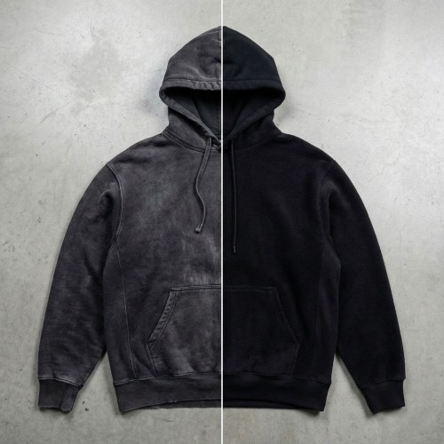 bluza z kaputrem czarna przed i po renowacji kloru w sanigo.jpg