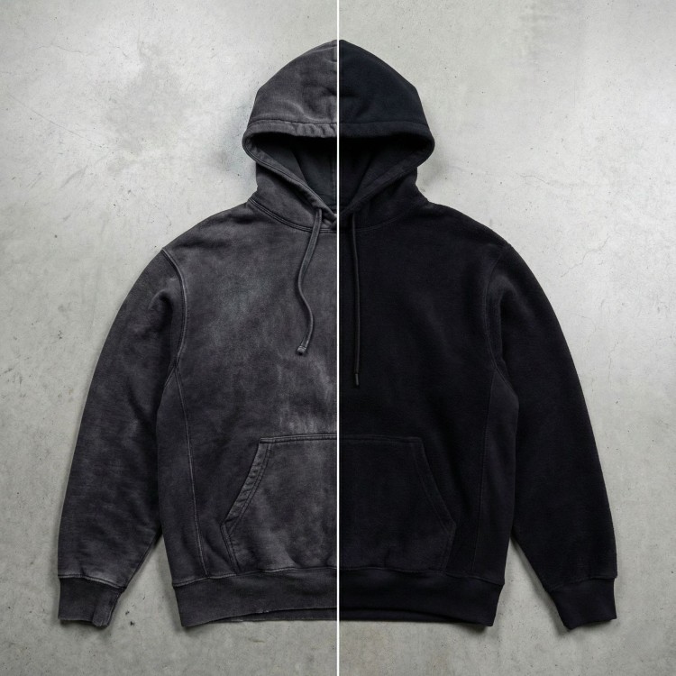 bluza z kaputrem czarna przed i po renowacji kloru w sanigo.jpg