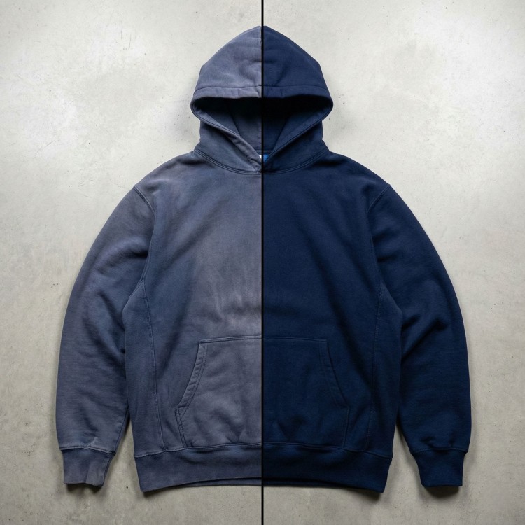 bluza z kaputrem navy blue przed i po renowacji koloru w sanigo.jpg