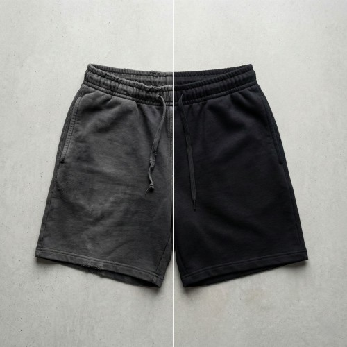 shorty sportowe czarne przed i po renowacji koloru w sanigo.jpg