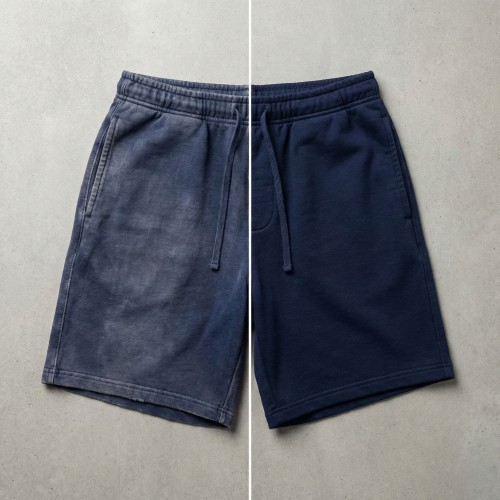 shorty sportowe granatowe przed i po renowacji koloru w sanigo.jpg