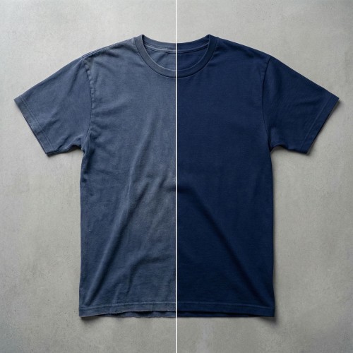 t-shirt granatowy przed i po renowacji w sanigo.jpg